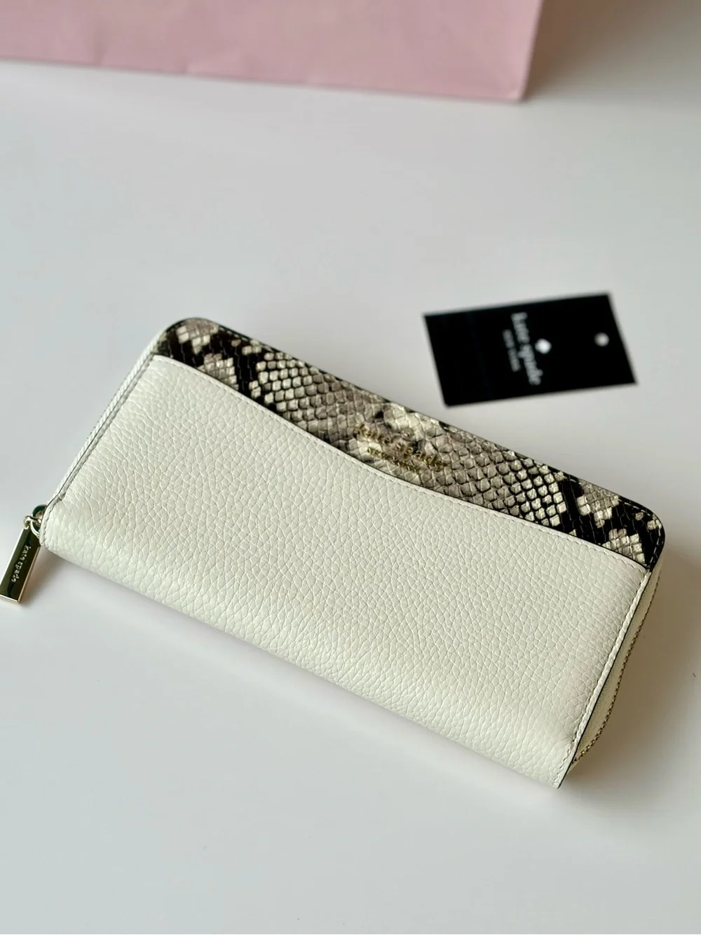 kate spade Leila Leather Continental Wallet with Snake-Print